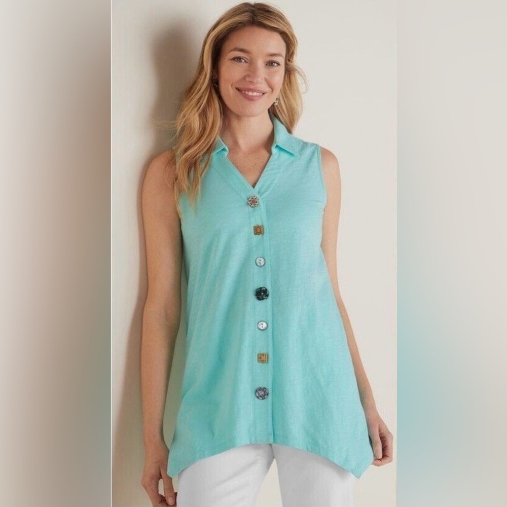 Soft Surroundings Danielle Shark Bite Turquoise T… - image 5